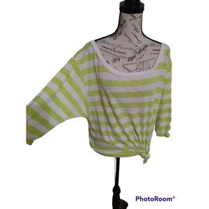 American eagle outfitter striped top Xl Yellow White Beachy Boho Loganlook